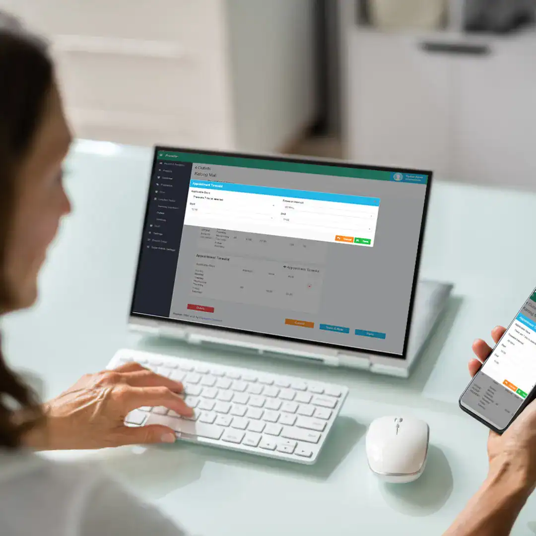 An image displaying Beauty POS interface with appointment setting module