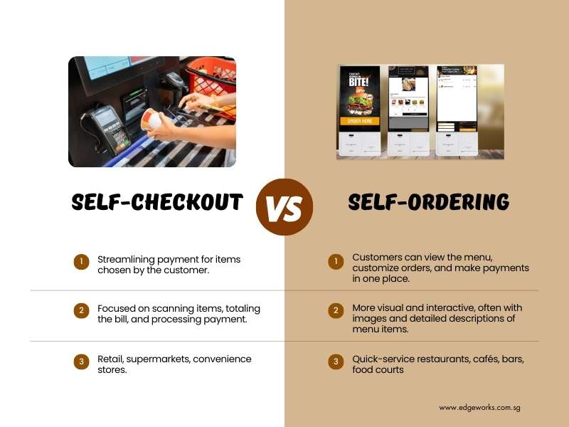 The differences between self-checkout and self-ordering kiosk