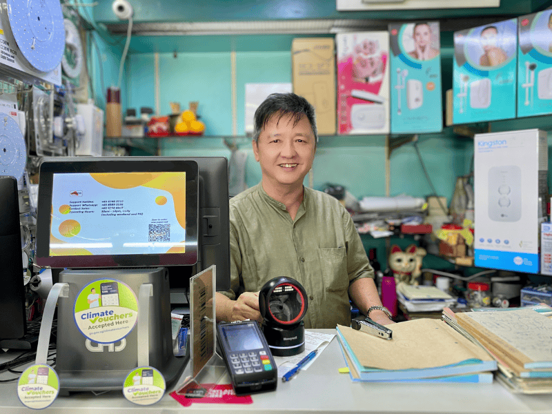 An image of T.S. Yong at his shop's counter, with Edgeworks POS