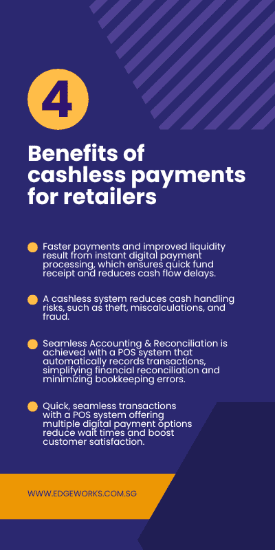 An infographic depicting the benefits of cashless payments for retailers