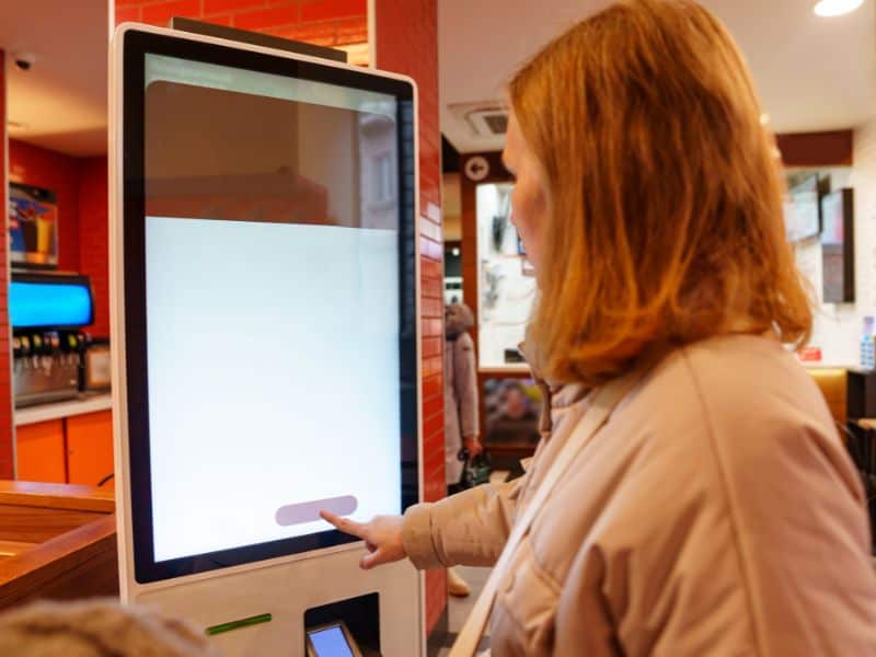 Self-checkout kiosks machine inside a mall
